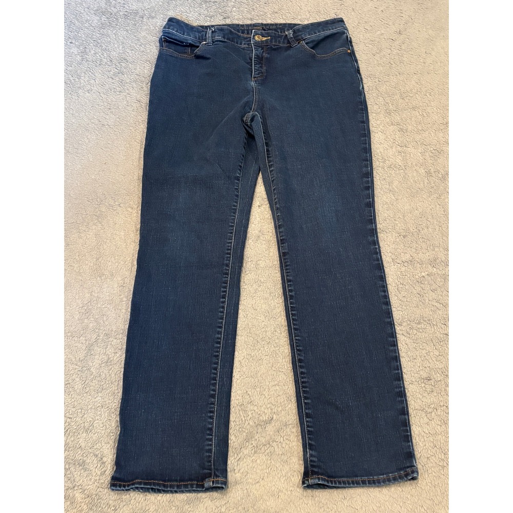 Chico's So Slimming Slim Jeans Dark Wash Indigo Stretch Denim Size 2 Regular